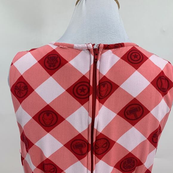 Her Universe Dress Womens S Small Marvel Avengers Icons Gingham Tiered Mini - Picture 7 of 15